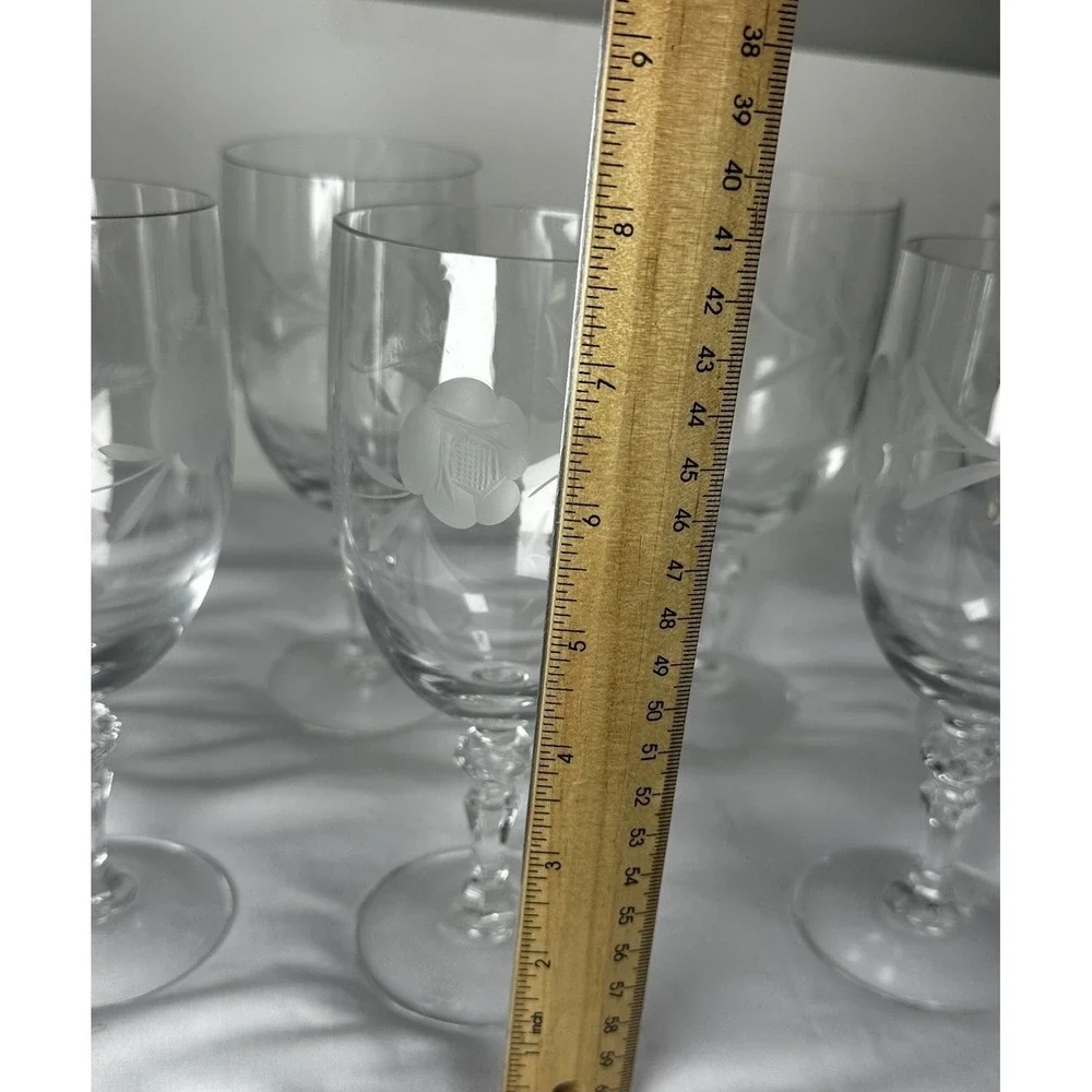 8 Iced Tea‎ Goblet Royal Doulton COUNTRY ROSE Etched Flowers 7.75